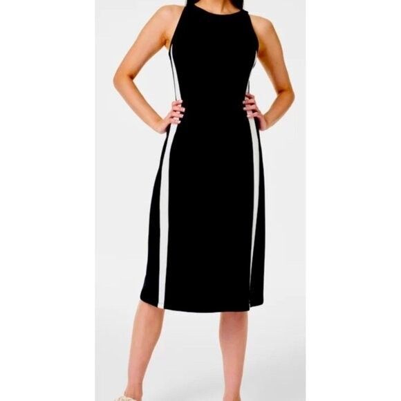 Spanx Sz XL Air Essentials Dress Black White Tank Midi Minimalist Travel Capsule - Picture 13 of 15
